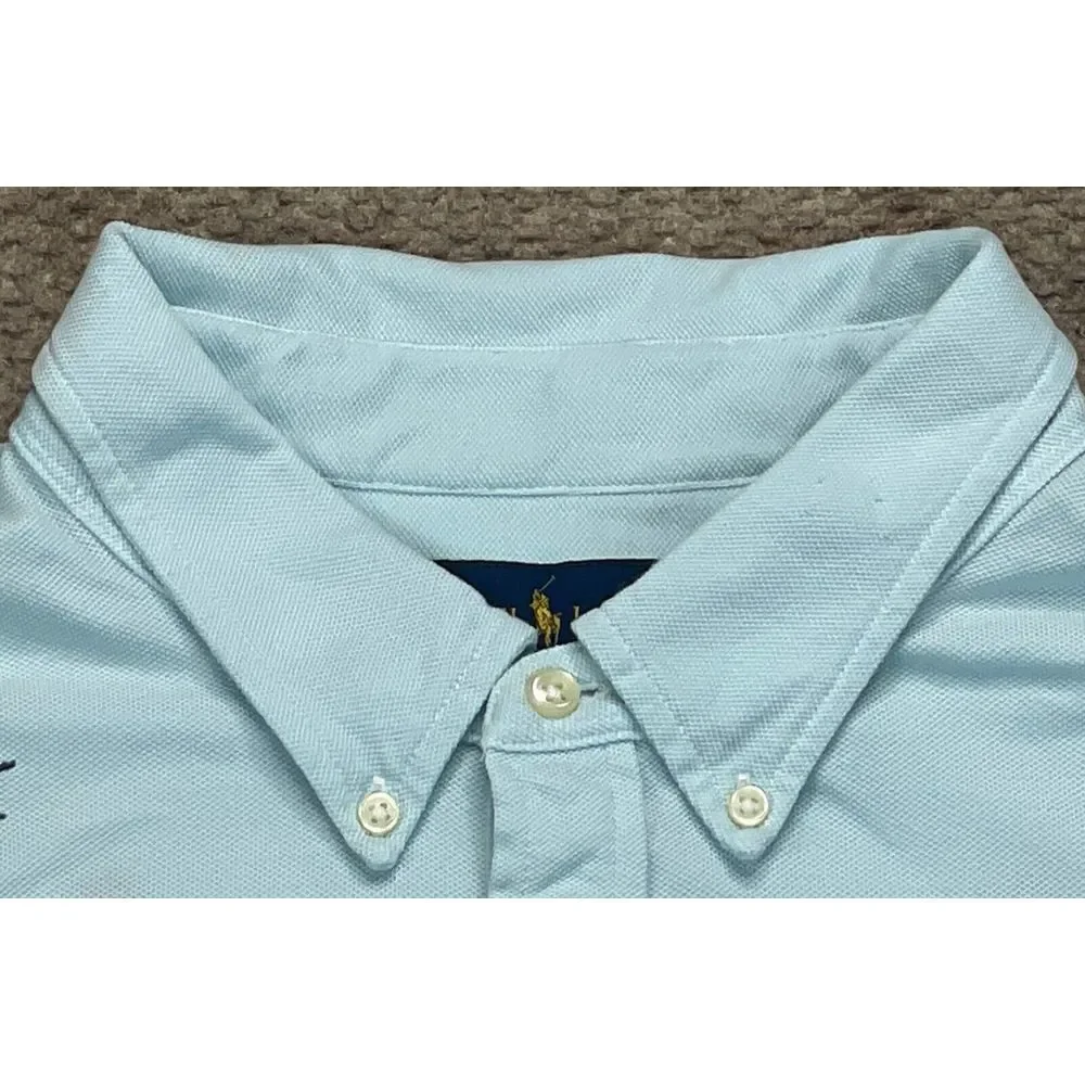 Ralph Lauren Knit Oxford Men's Button Down‎ Fish Pattern Polo Shirt Size XXL